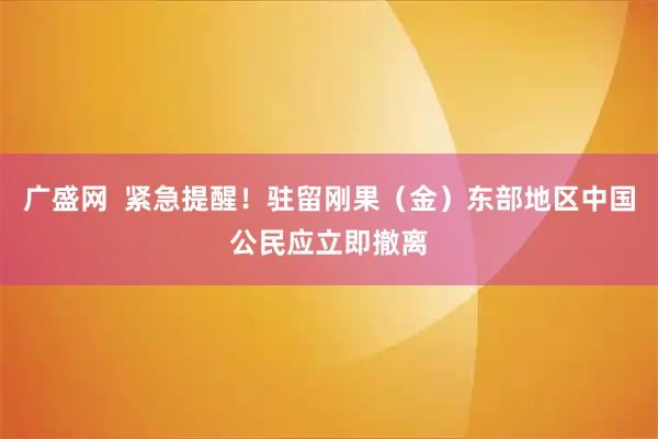 广盛网 紧急提醒!驻留刚果(金)东部地区中国公民应立即撤离